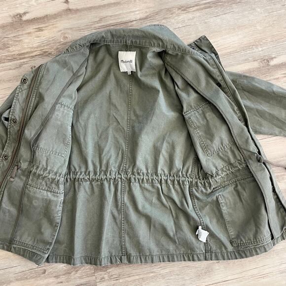 Madewell Women Utility Jacket Army Green Full Zip Adjustable Waist Size XXS - Picture 3 of 10